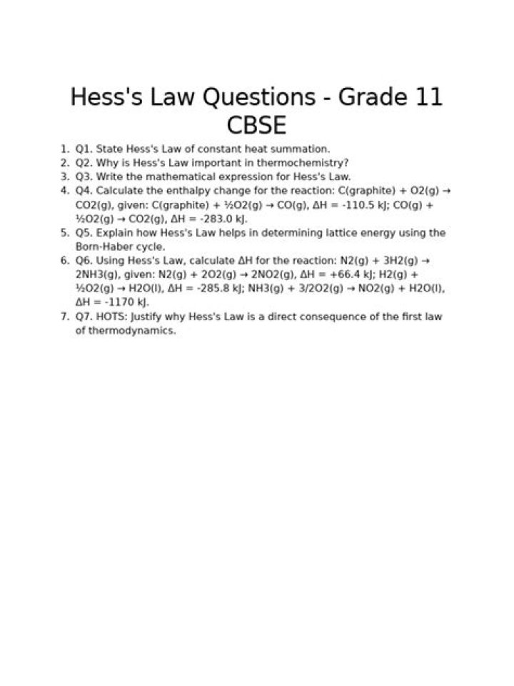 Hess Law Questions PDF: Expert Answers & Study Guide