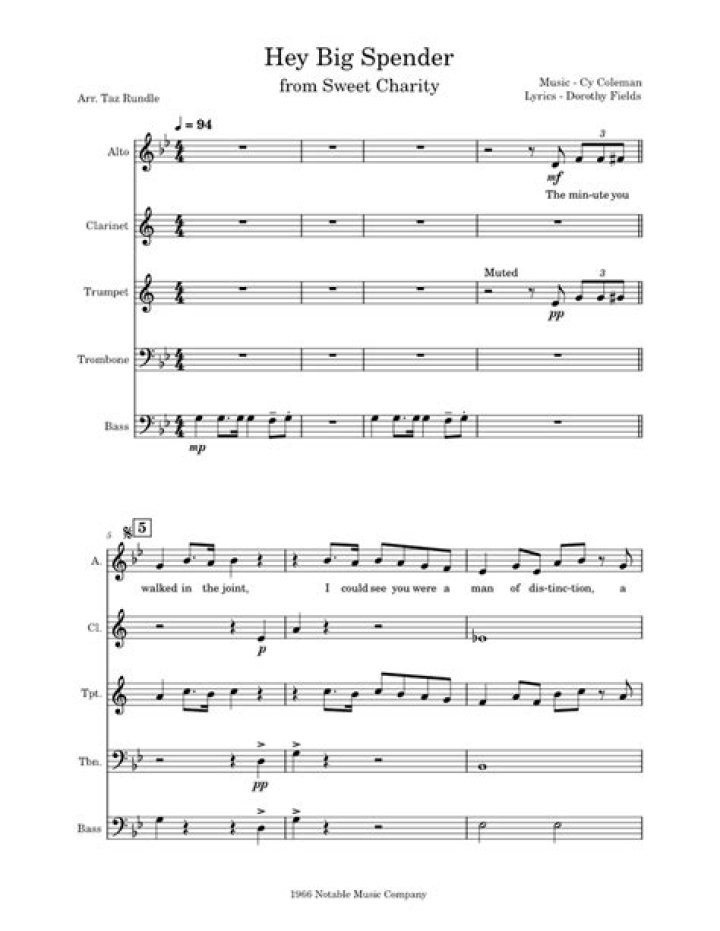Hey Big Spender Sheet Music PDF – Instant Download
