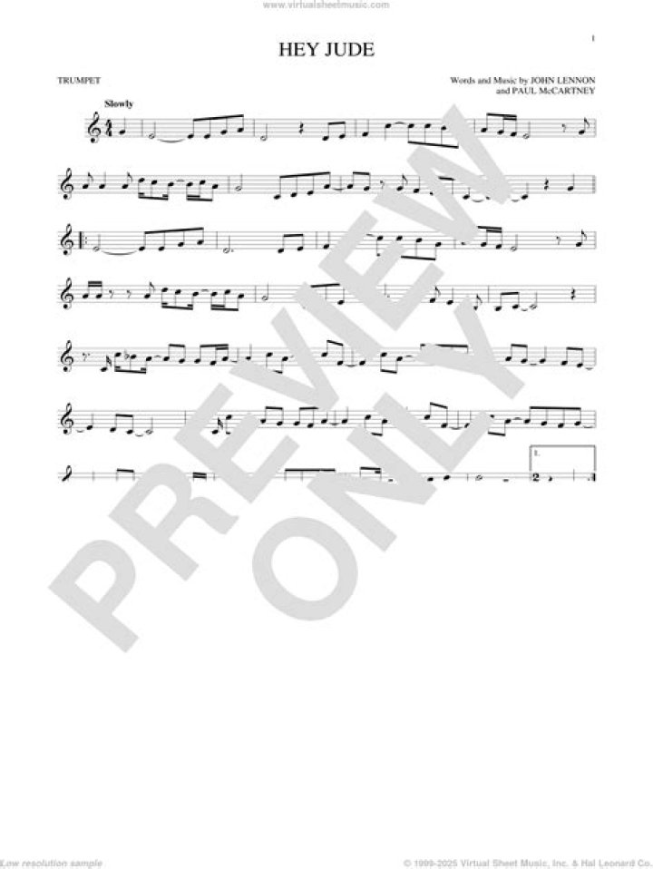 Hey Jude Trumpet Sheet Music PDF – Download Instantly