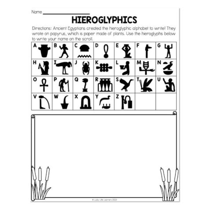Free Hieroglyphics Activity Worksheet PDF for Learning Ancient Symbols