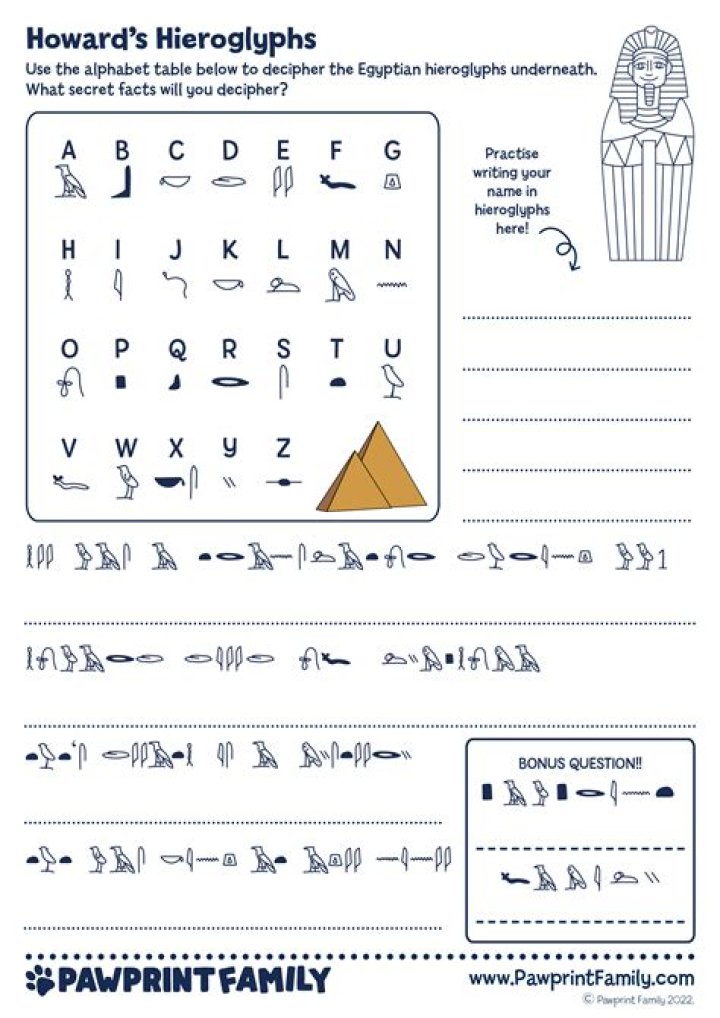 Hieroglyphics Worksheet PDF: Practice Ancient Egyptian Symbols