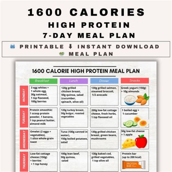 High Protein Low Calorie Meal Plan PDF for Weight Loss