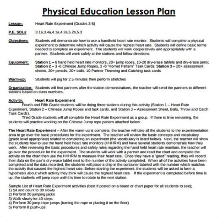 High School Physical Education Lesson Plans PDF – Free Download
