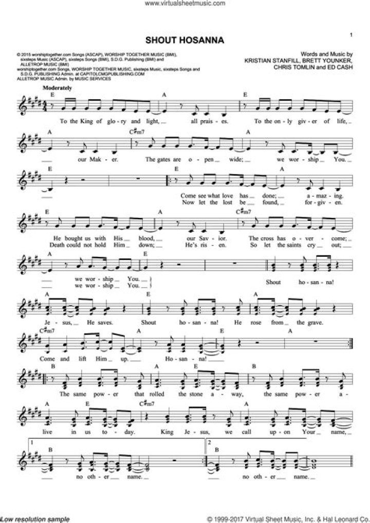 Hillsong Hosanna Sheet Music PDF – Free Download