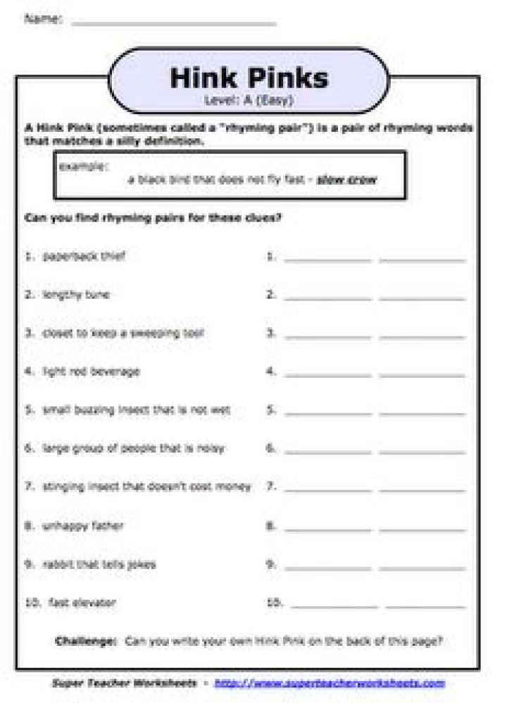 Hink Pinks with Answers PDF: Solve It Now!