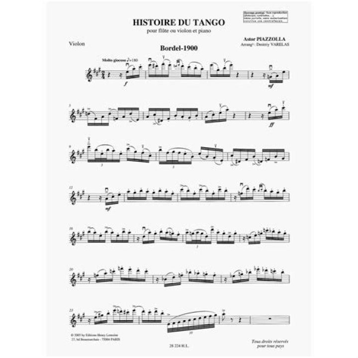 Histoire du Tango Sheet Music PDF: Download Authentic Sheet Music