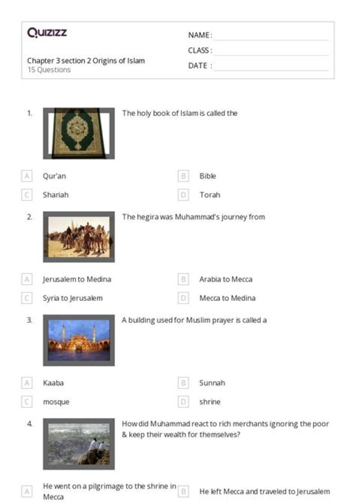 History of Islam Worksheet PDF: Study Guide & Worksheets