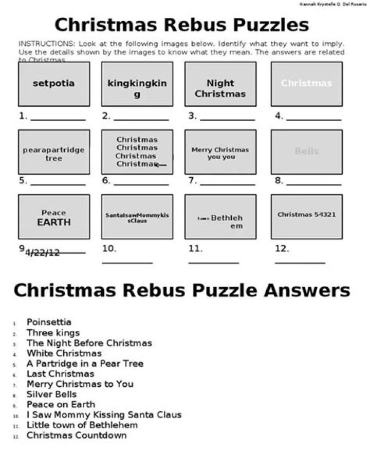 Holiday Rebus Puzzles with Answers: Free PDF Download