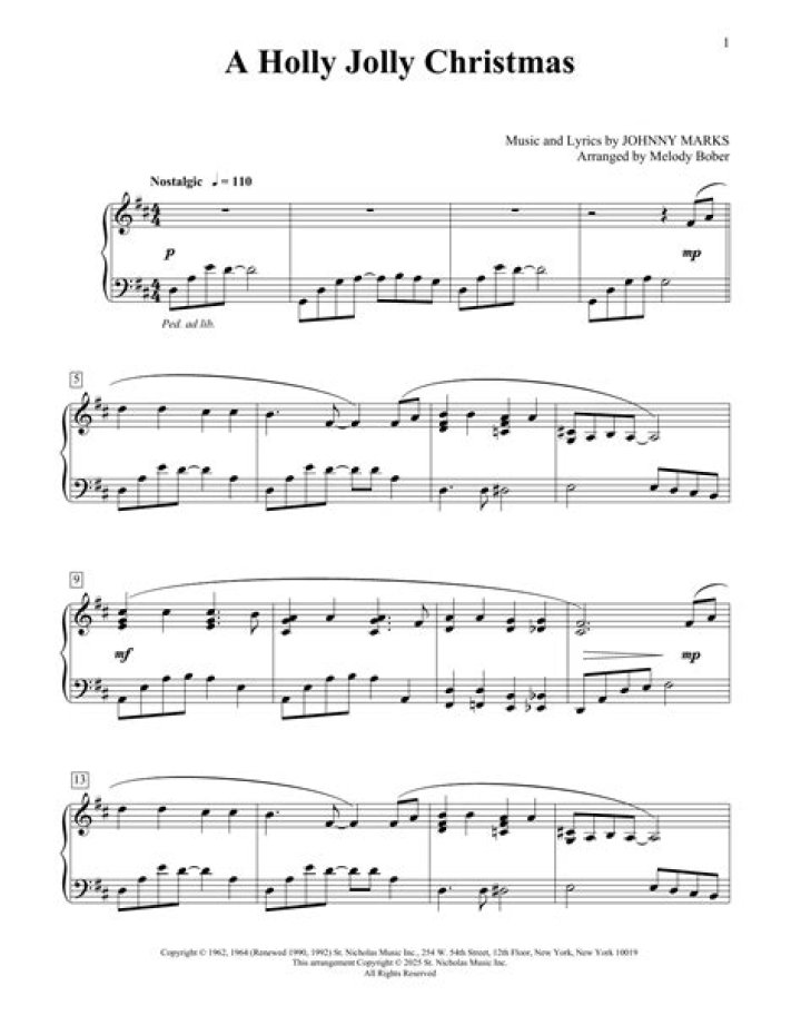 Holly Jolly Christmas Piano Sheet Music PDF – Easy Holiday Melody