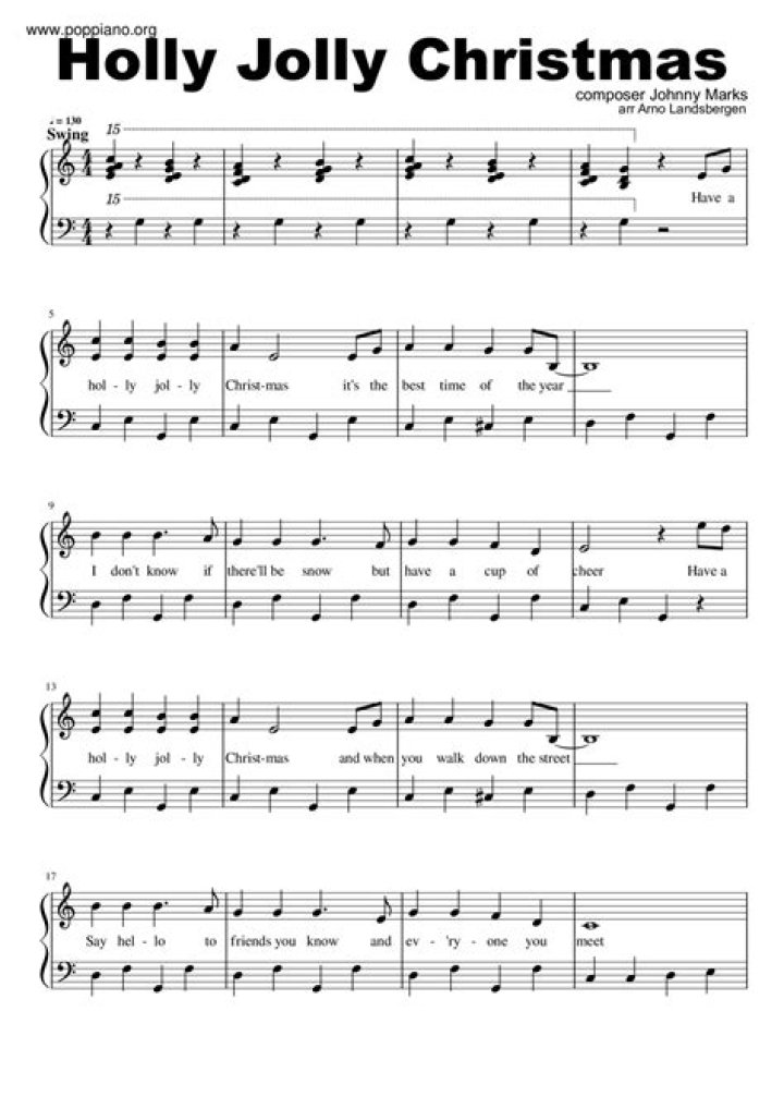 Holly Jolly Christmas Sheet Music PDF Free – Download Now