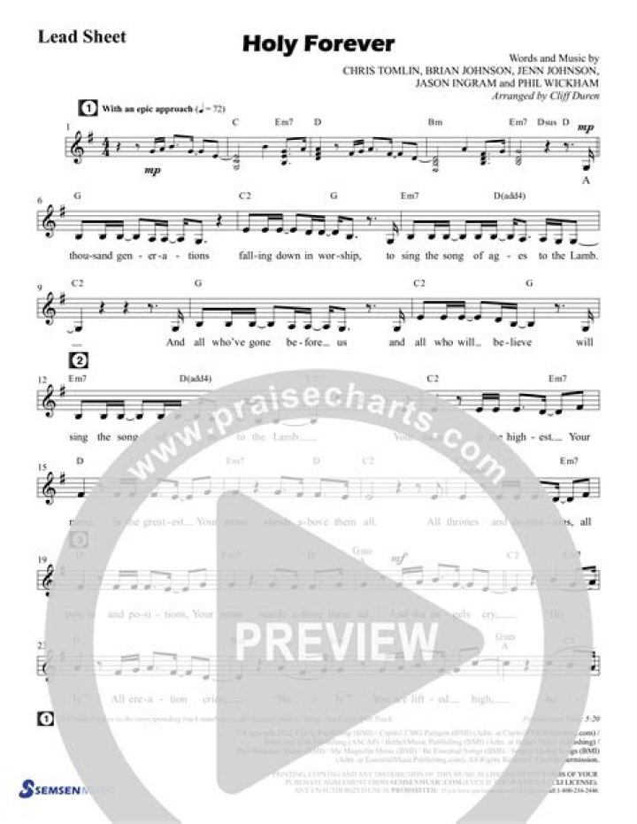 Holy Forever Lead Sheet PDF – Free Download for Worship & Devotion