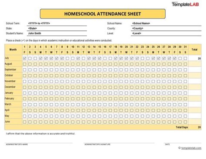 Free Homeschool Attendance Sheet PDF for Easy Tracking