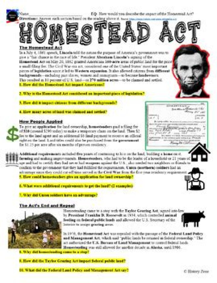Homestead Act Worksheet PDF: Free Download & Educational Resource