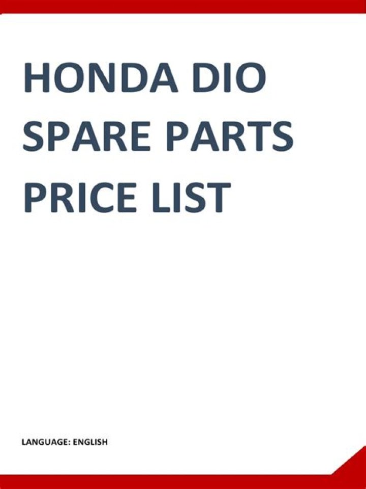 Honda Dio Spare Parts Price List PDF – Affordable Repairs & Reliable Costs