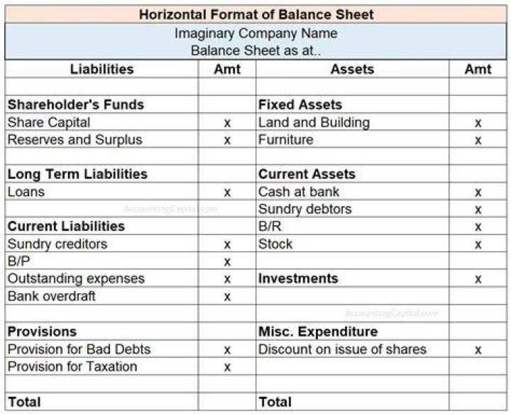 Horizontal Balance Sheet Format PDF for Clear Financial Reporting