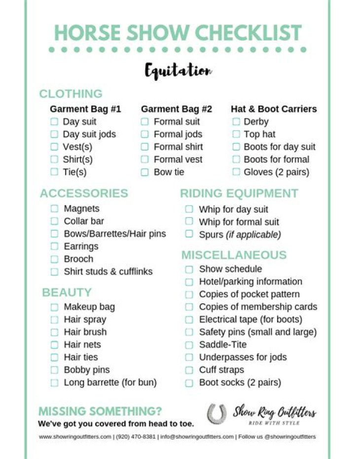 Horse Show Packing List PDF – Essential Items for Every Rider