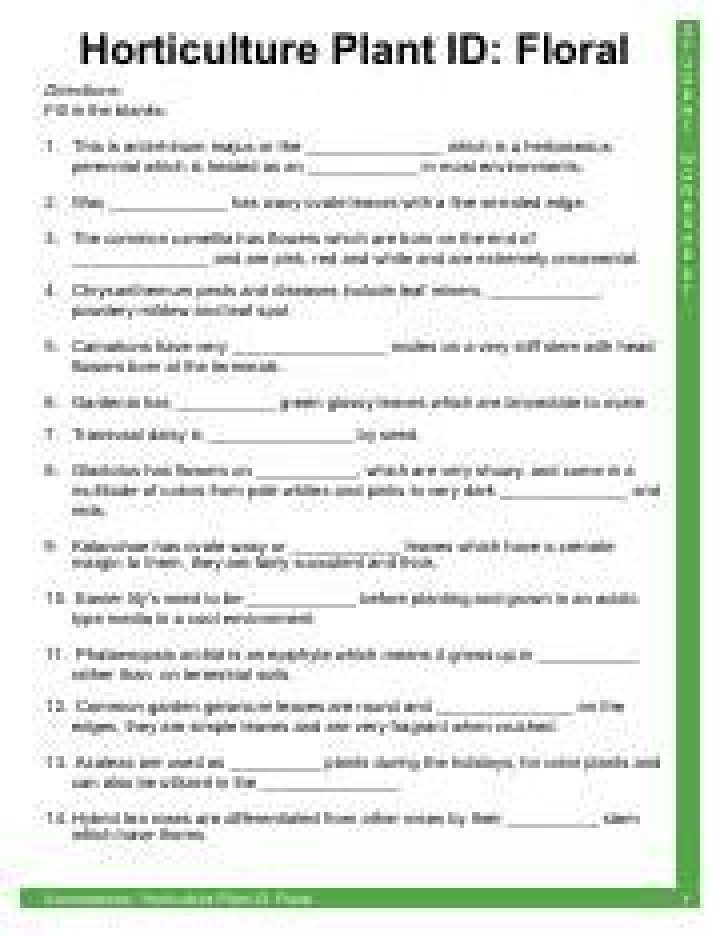 Free Horticulture Worksheets PDF for Garden Beginners & Students