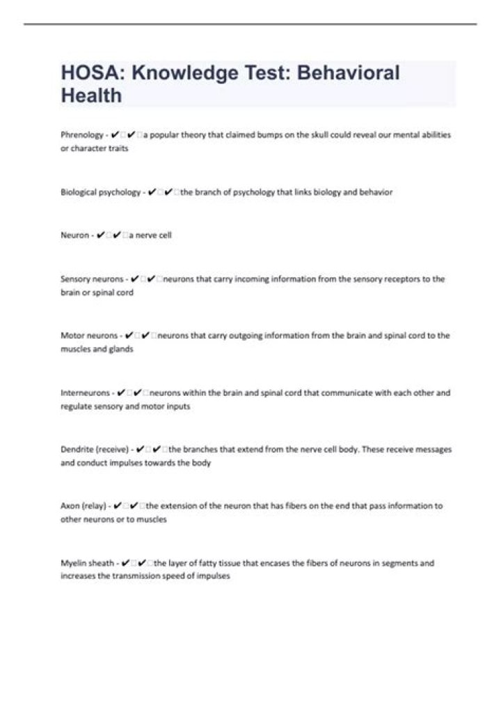 Hosa Behavioral Health Practice Test PDF: Official Sample Questions