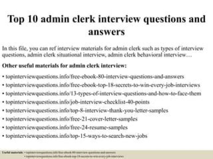 Hospital Admin Clerk Interview Questions and Answers PDF