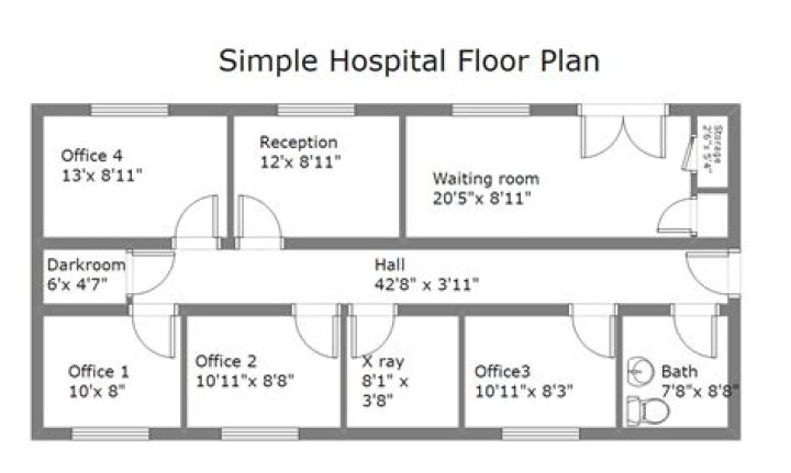 Free Hospital Floor Plan with Dimensions PDF for Instant Download