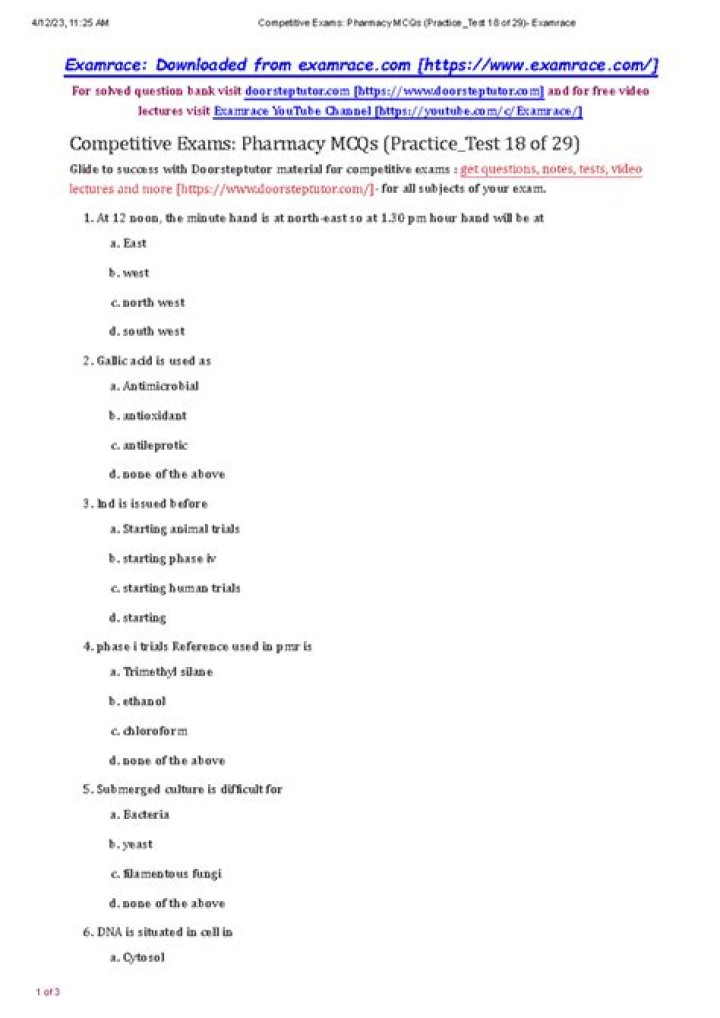 Hospital Pharmacy MCQs with Answers PDF – Study Guide & Quiz