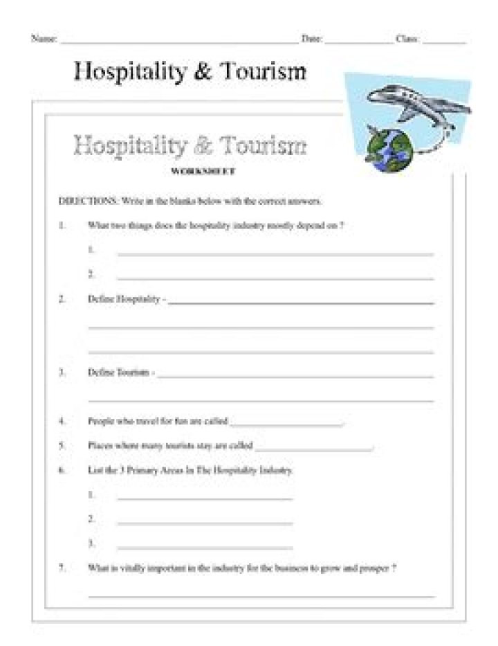 Free Hospitality and Tourism Worksheets PDF for Travel Professionals