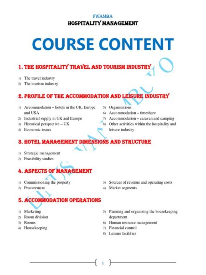 Essential Hospitality Management PDF Notes: Master the Industry with Expert Study Guide