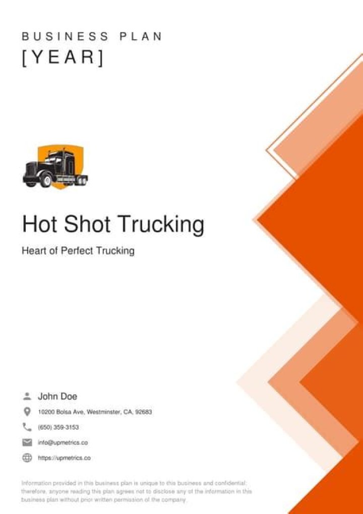 Hot Shot Trucking Business Plan PDF: Profitable Startup Guide