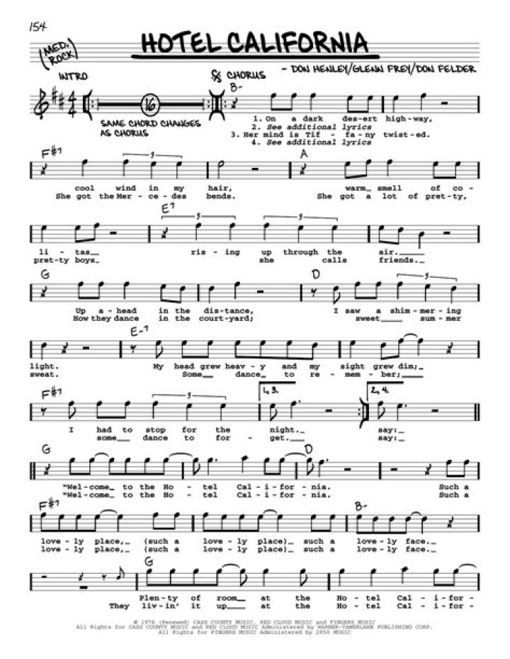 Download Free Hotel California Guitar Sheet Music PDF