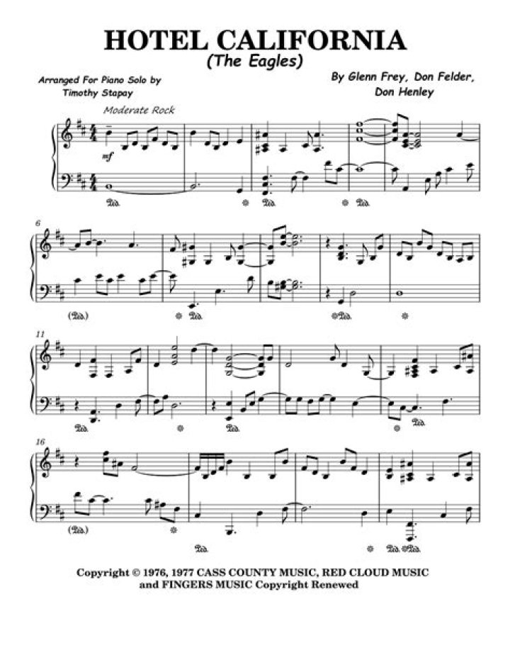Free Hotel California Piano Sheet PDF – Download Now