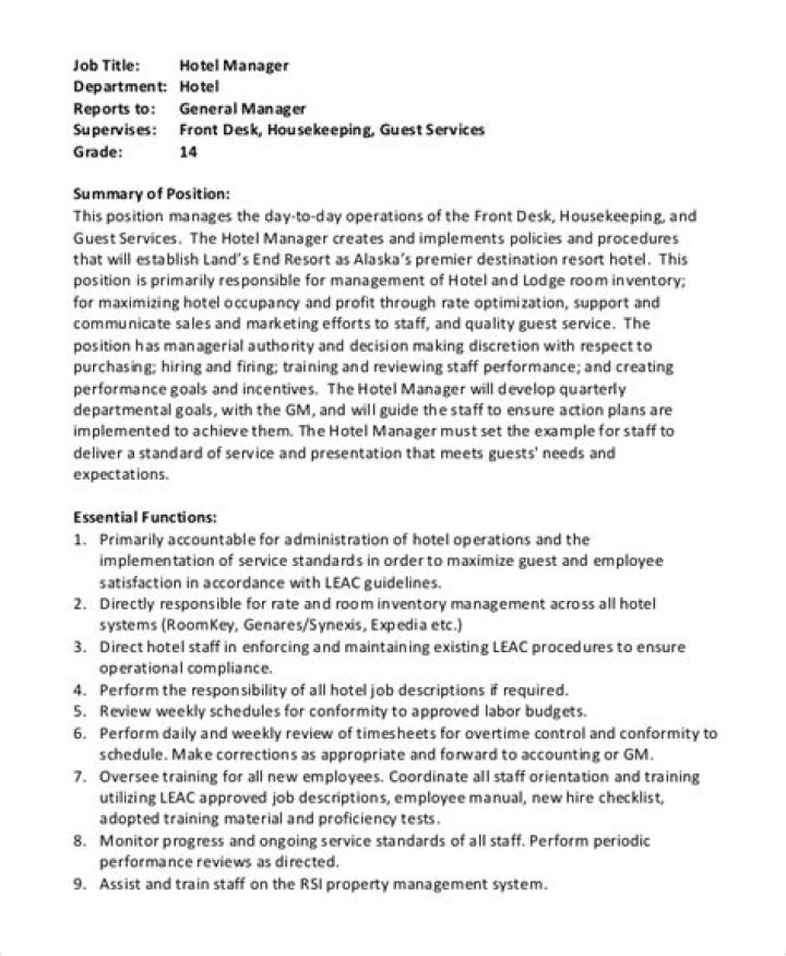 Hotel Duty Manager Job Description PDF: Full Career Guide
