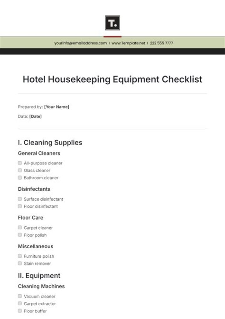Complete Hotel Equipment List PDF for Smooth Operations
