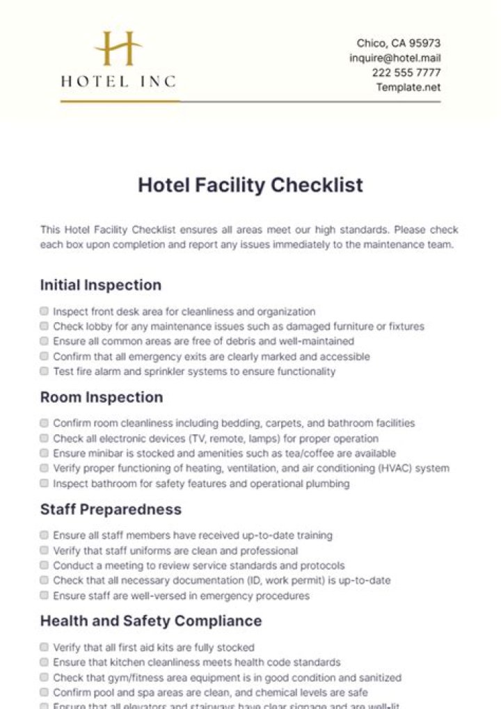 Complete Hotel Facilities List PDF for Your Stay
