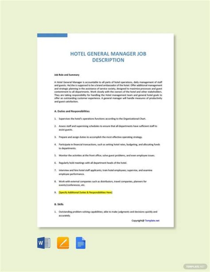 Hotel General Manager Job Description PDF – Full Guide