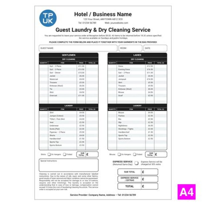 Hotel Laundry List PDF for Easy Travel Organization
