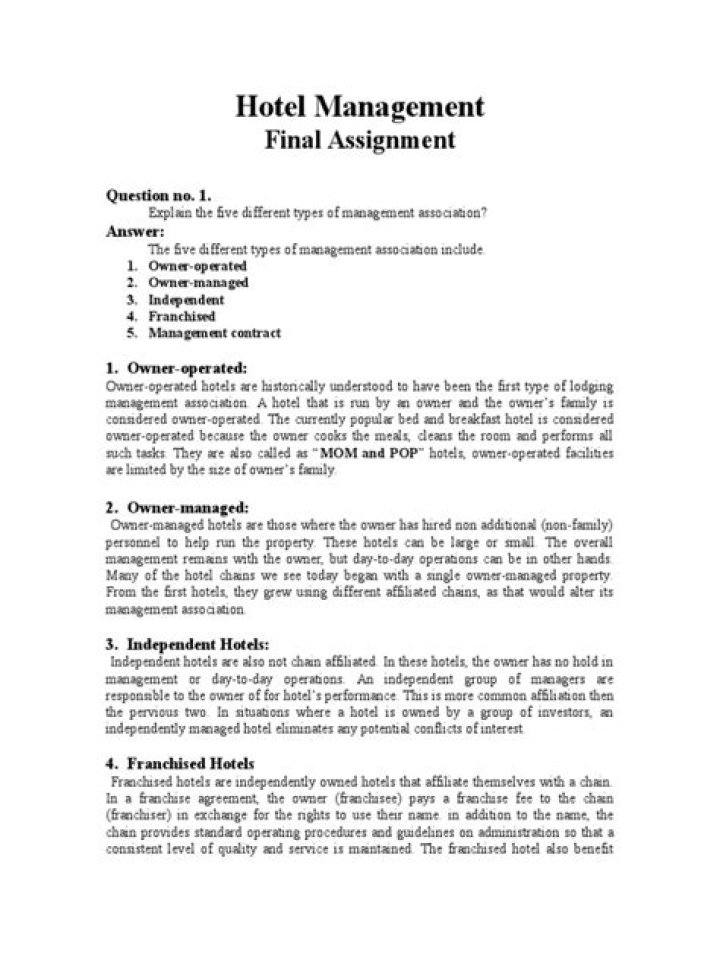 Complete Hotel Management Assignment PDF Guide