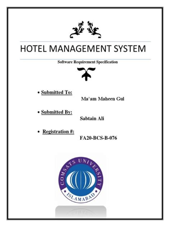Comprehensive Hotel Management System SRS PDF for Seamless Operations