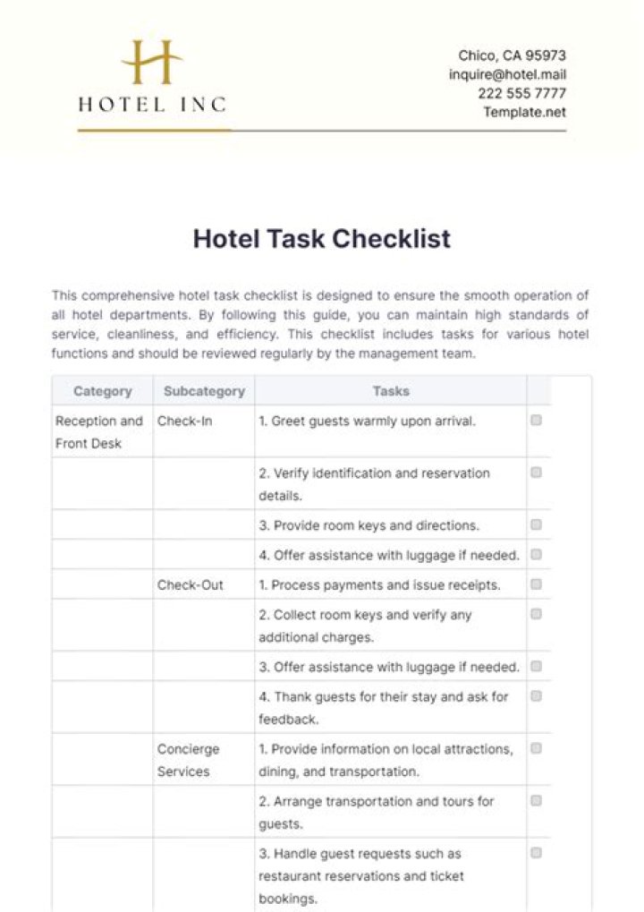 Complete Hotel Manager Checklist PDF: Ensure Flawless Operations