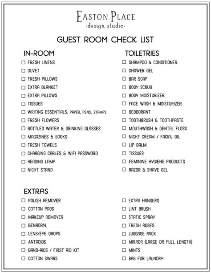 Complete Hotel Room Amenities List PDF – All Essentials Included