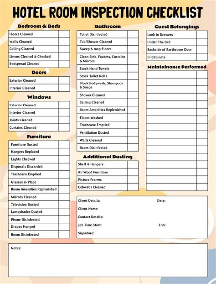 Complete Hotel Room Items List PDF for Travelers