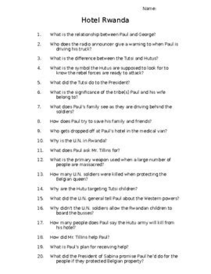 Hotel Rwanda Questions & Answer Key PDF: Essential Travel Info