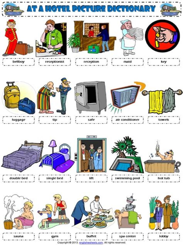 Hotel Vocabulary Worksheet PDF: Free Download for Language Learners