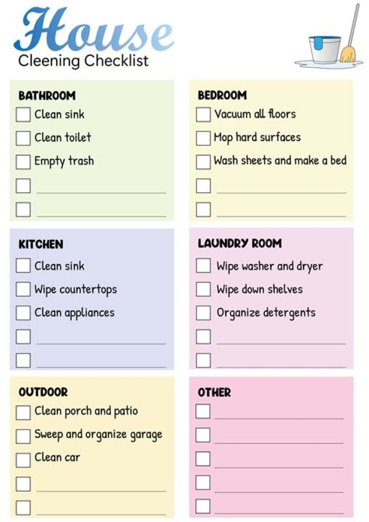 Free House Cleaning Worksheets PDF for Effective Home Cleaning