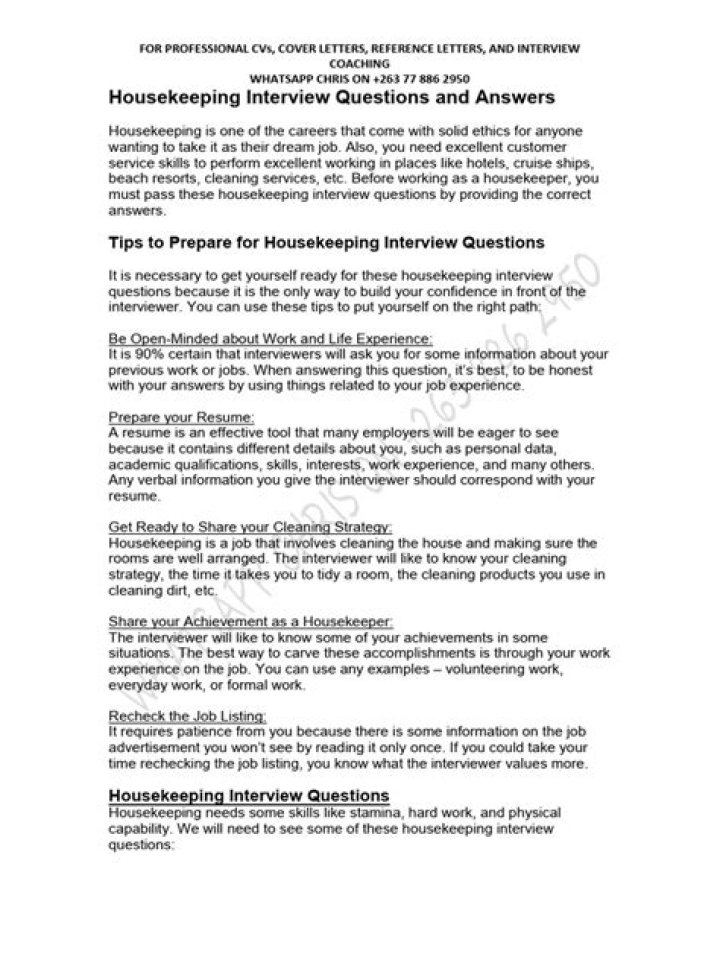 Housekeeping Interview Questions and Answers PDF: Expert Prep Guide