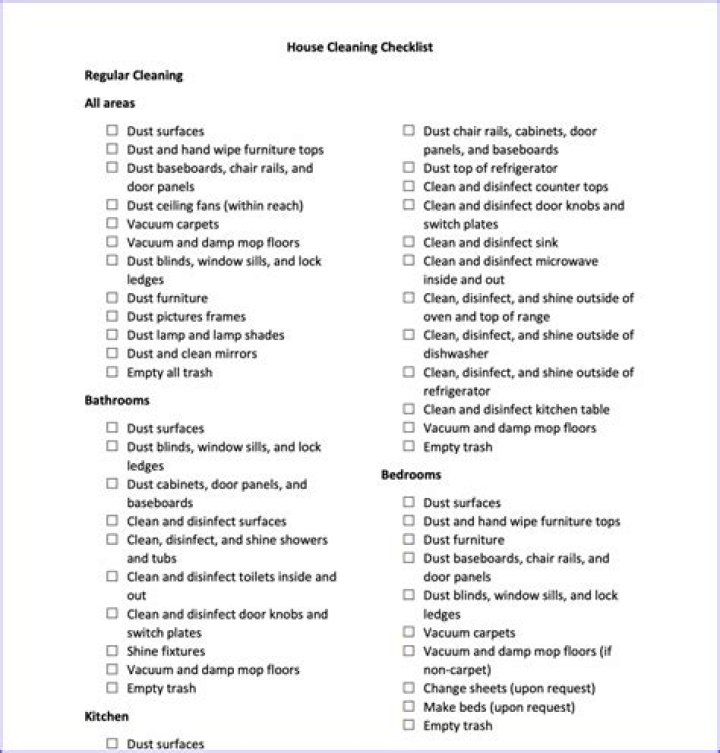 Download Free Housekeeping List PDF for Clean Home Management