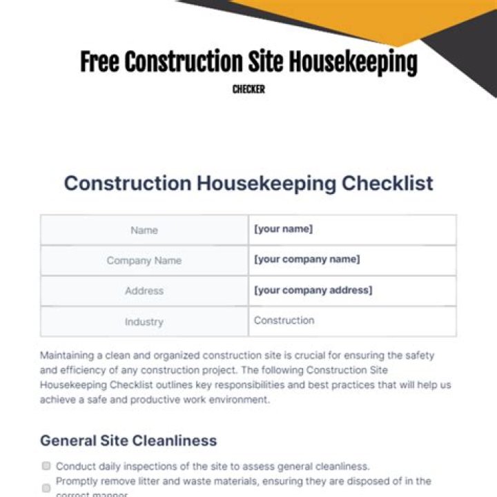 Essential Housekeeping Plan for Construction Site PDF – Compliance & Safety