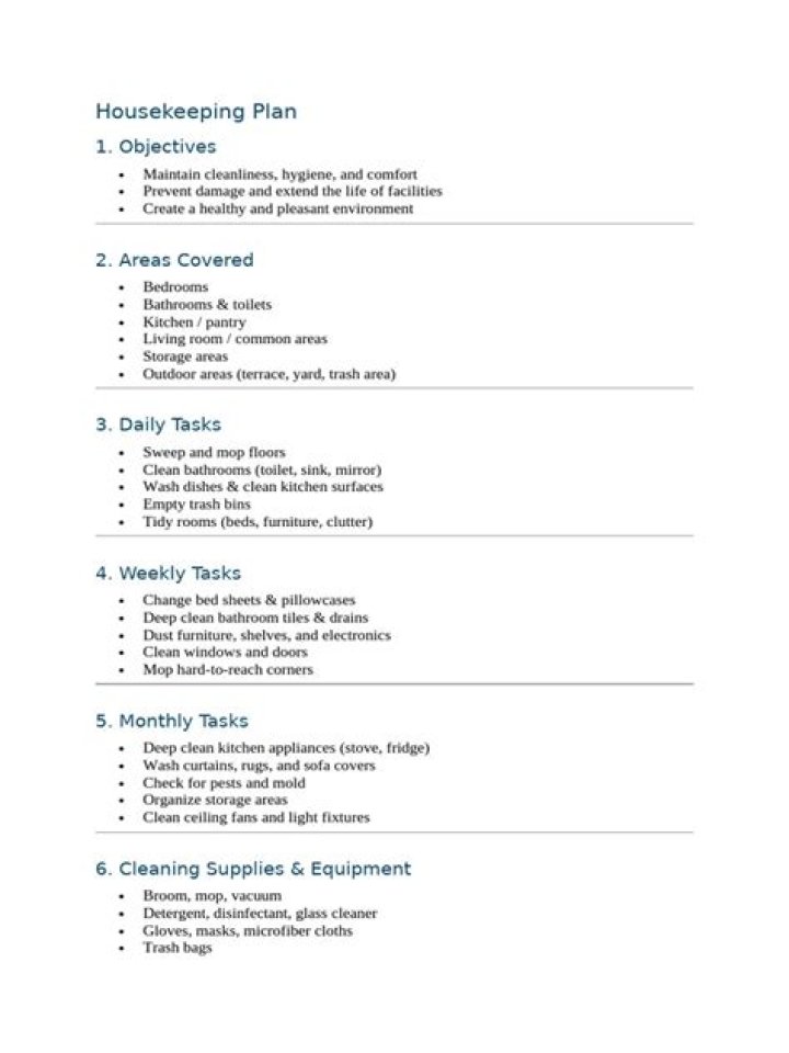 Download Free Housekeeping Plan PDF for Efficient Cleaning Schedule