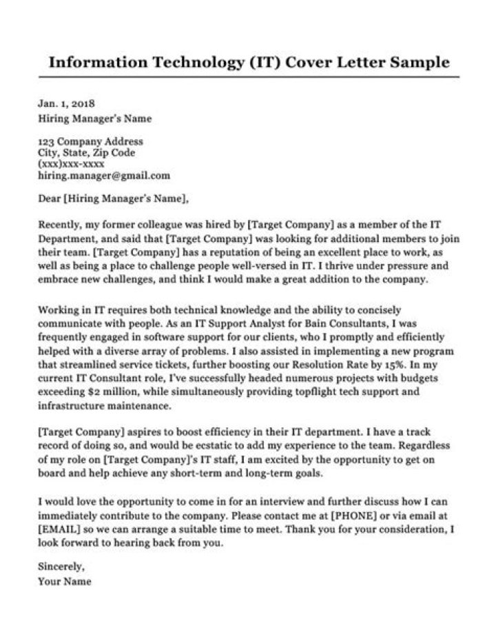 How do I write a cover letter for information technology?