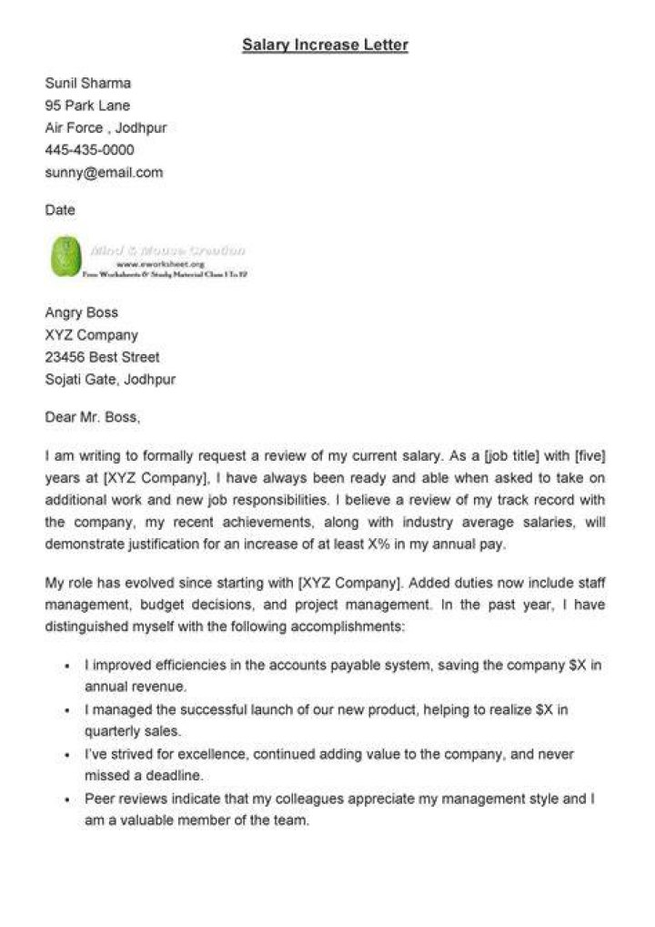 How do I write a letter of salary increase?