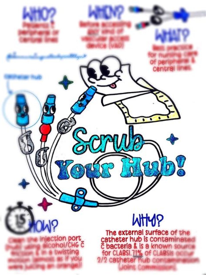 How long do you scrub the hub for a central line?